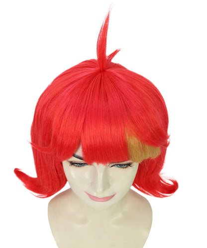 Wigs2you H-7206 女性用レッドボブウィッグ（カール前髪付き）｜カラフルなショートヘアピース｜ハロウィンパーティー、ステージパフォーマンス、テーマイベントに最適