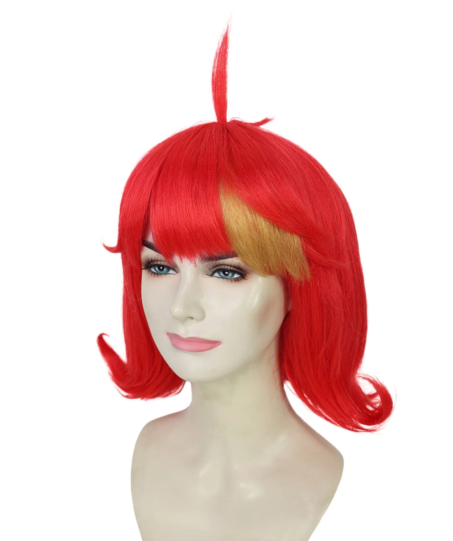 Wigs2you H-7206 女性用レッドボブウィッグ（カール前髪付き）｜カラフルなショートヘアピース｜ハロウィンパーティー、ステージパフォーマンス、テーマイベントに最適