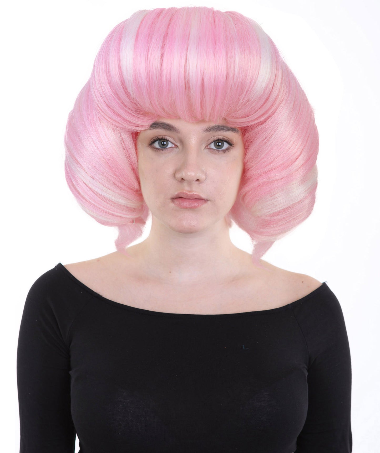 Wigs2you H-7208 女性用ショートカールバブルボブウィッグ（ソフトパステルピンク）｜アニメ＆コスプレ用合成ウィッグ｜通気性のあるキャップレスキャップ