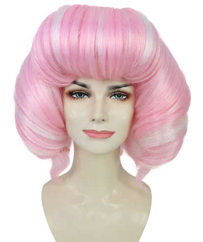 Wigs2you H-7208 女性用ショートカールバブルボブウィッグ（ソフトパステルピンク）｜アニメ＆コスプレ用合成ウィッグ｜通気性のあるキャップレスキャップ