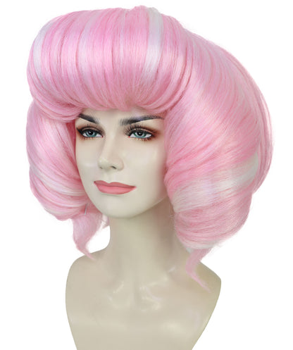 Wigs2you H-7208 女性用ショートカールバブルボブウィッグ（ソフトパステルピンク）｜アニメ＆コスプレ用合成ウィッグ｜通気性のあるキャップレスキャップ