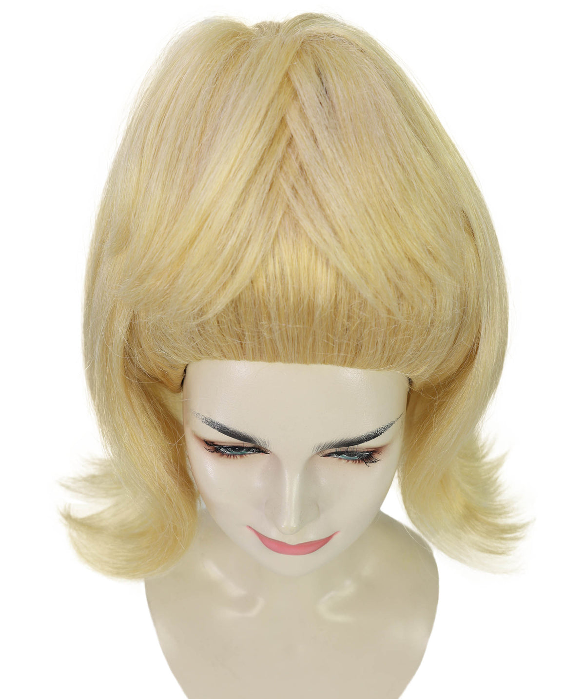Wigs2you H-7209 女性用ブロンドウィッグ | レトロな1960年代ヴィンテージヘアピース | ハロウィン、劇場、ロカビリー、パーティーのドレスアップに最適な、背の高いアップスタイル合成ウィッグ