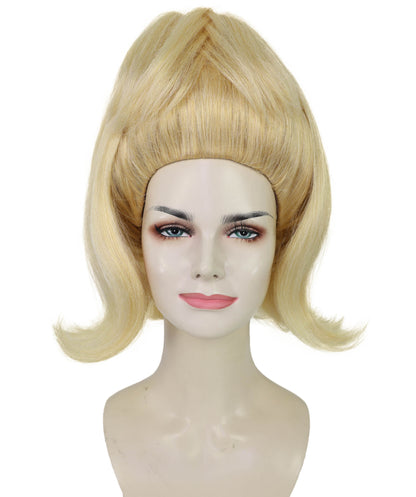 Wigs2you H-7209 女性用ブロンドウィッグ | レトロな1960年代ヴィンテージヘアピース | ハロウィン、劇場、ロカビリー、パーティーのドレスアップに最適な、背の高いアップスタイル合成ウィッグ