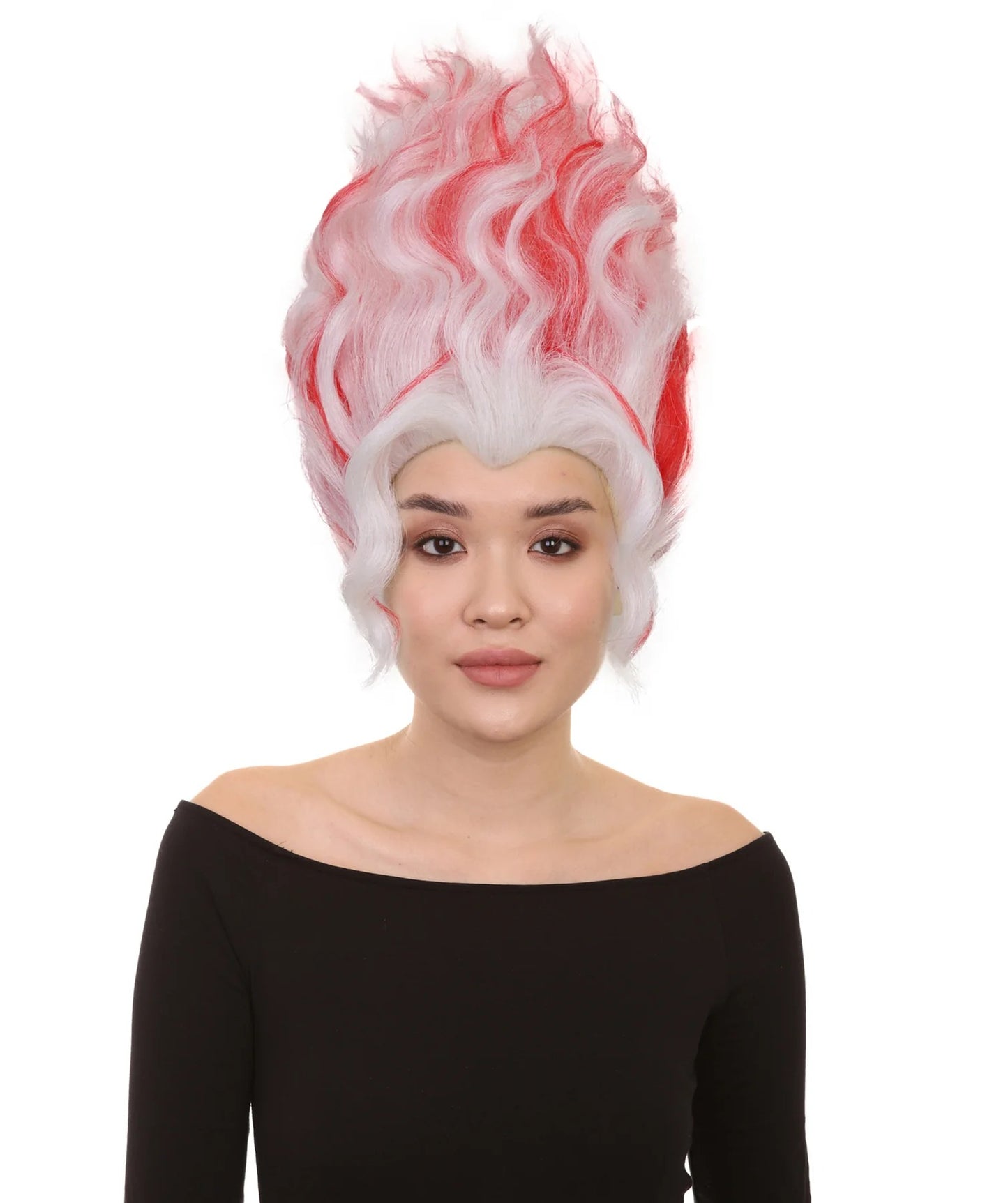Wigs2you H-7210 女性用ショートウェーブ赤白ウィッグ｜ダン・ダ・ダン風ヘアピース｜ハロウィンコスチュームパーティー、ステージ、写真撮影、ロールプレイに最適