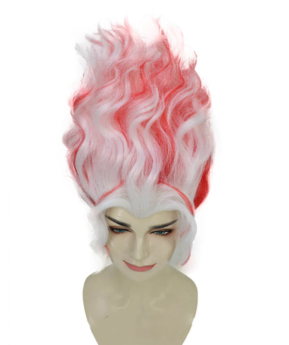 Wigs2you H-7210 女性用ショートウェーブ赤白ウィッグ｜ダン・ダ・ダン風ヘアピース｜ハロウィンコスチュームパーティー、ステージ、写真撮影、ロールプレイに最適