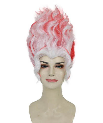Wigs2you H-7210 女性用ショートウェーブ赤白ウィッグ｜ダン・ダ・ダン風ヘアピース｜ハロウィンコスチュームパーティー、ステージ、写真撮影、ロールプレイに最適