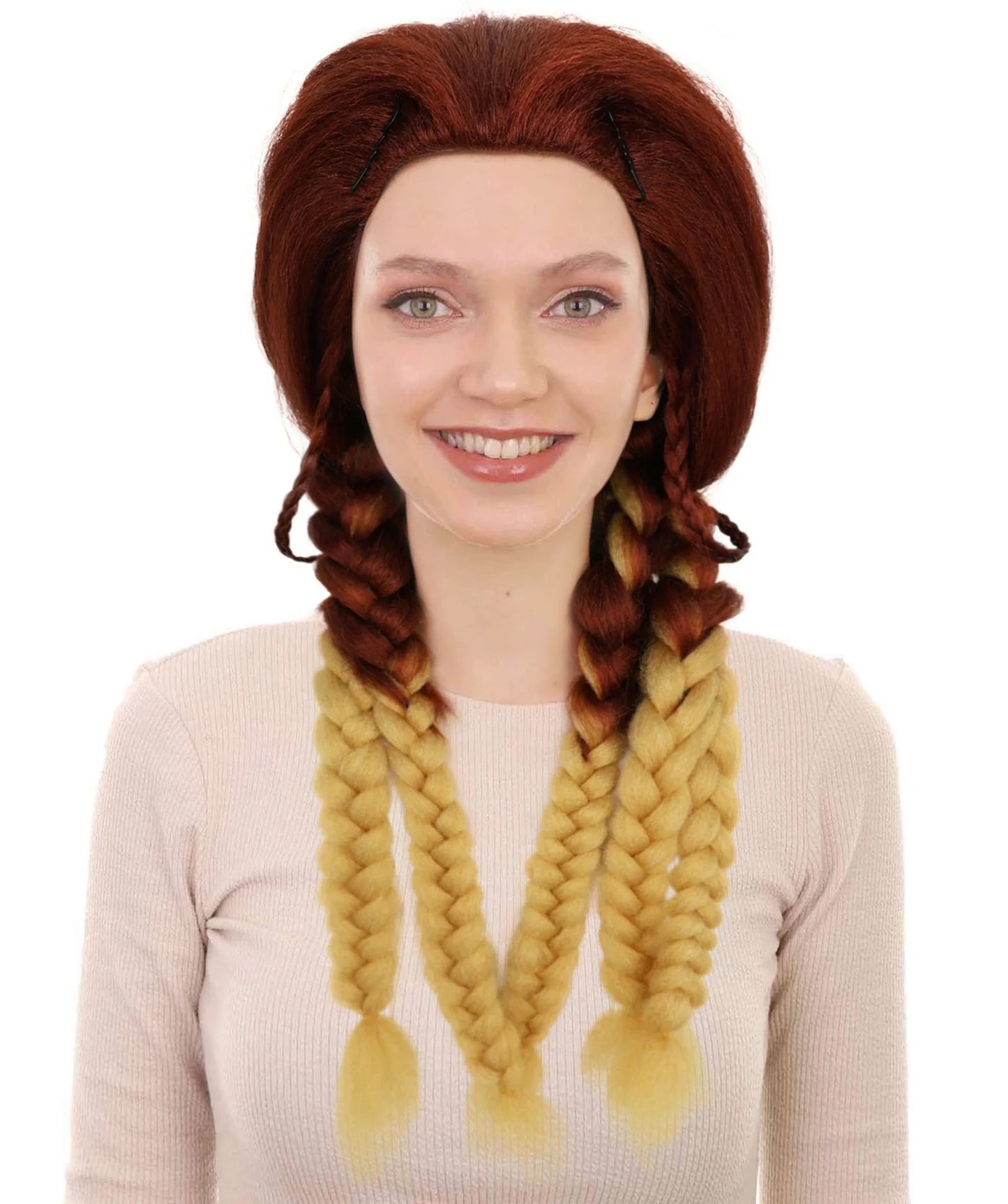 Wigs2you H-7212女性用燃えるようなブラウン＆ブロンドのウィッグ｜スターファイアをイメージしたロングストレートヘアピース｜ハロウィン、舞台、写真撮影に最適