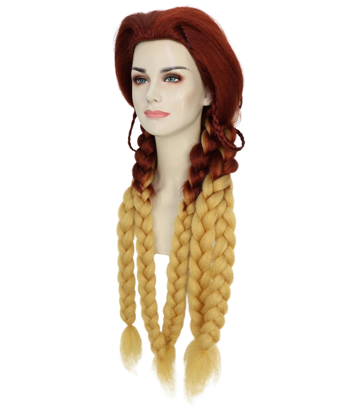 Wigs2you H-7212女性用燃えるようなブラウン＆ブロンドのウィッグ｜スターファイアをイメージしたロングストレートヘアピース｜ハロウィン、舞台、写真撮影に最適