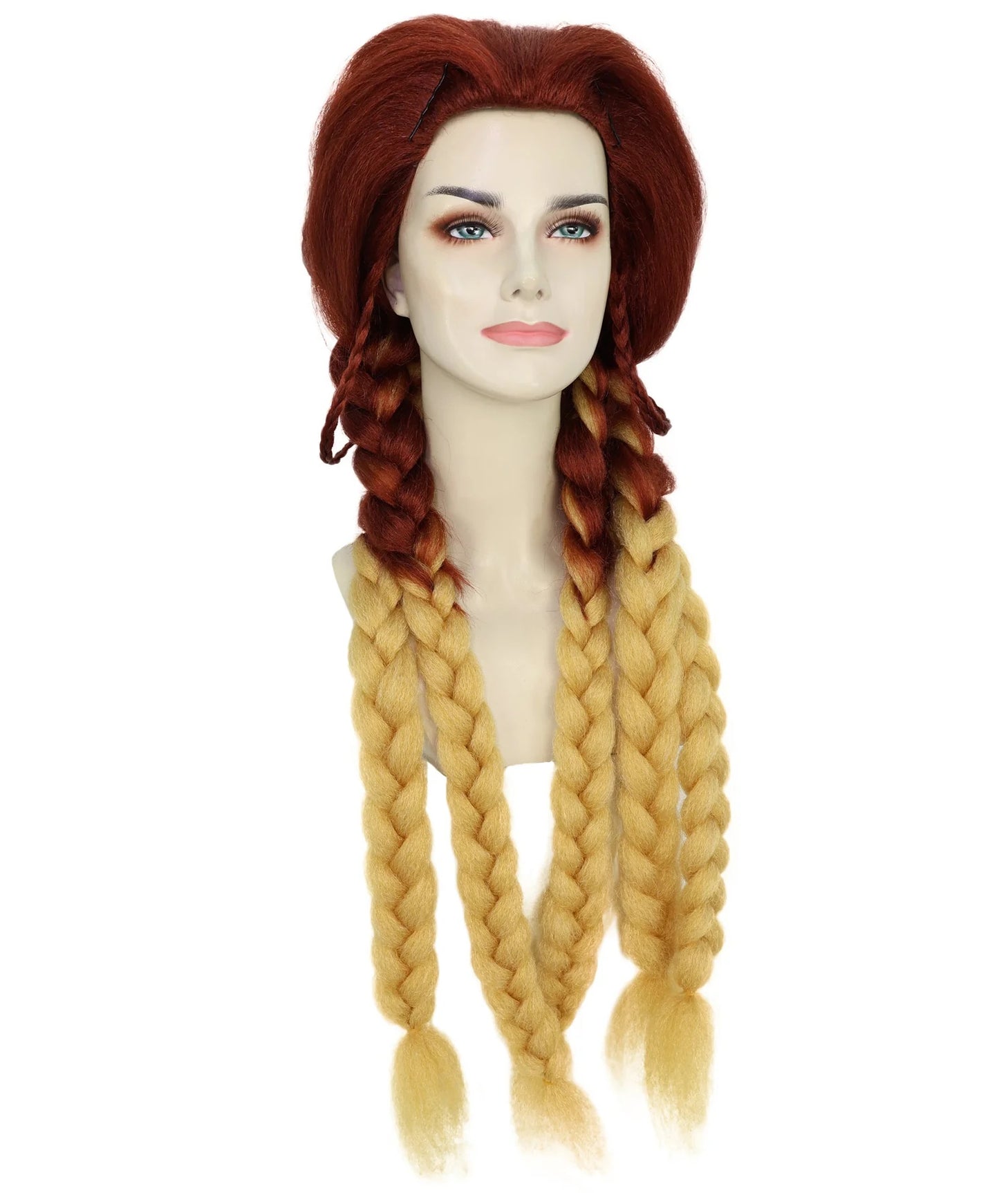 Wigs2you H-7212女性用燃えるようなブラウン＆ブロンドのウィッグ｜スターファイアをイメージしたロングストレートヘアピース｜ハロウィン、舞台、写真撮影に最適