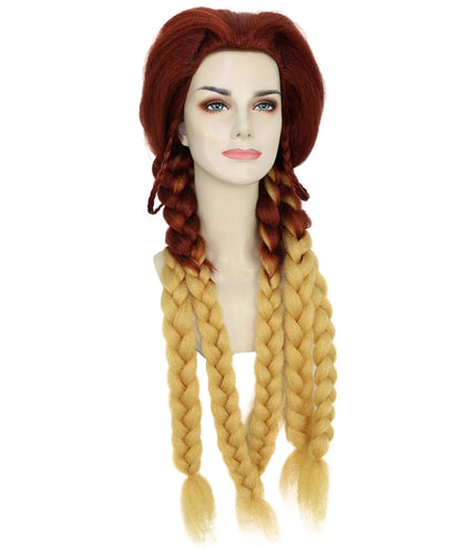 Wigs2you H-7212女性用燃えるようなブラウン＆ブロンドのウィッグ｜スターファイアをイメージしたロングストレートヘアピース｜ハロウィン、舞台、写真撮影に最適