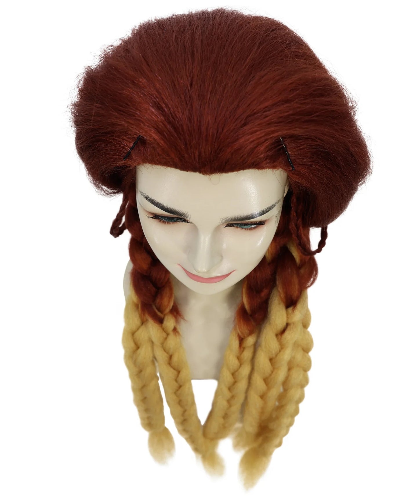 Wigs2you H-7212女性用燃えるようなブラウン＆ブロンドのウィッグ｜スターファイアをイメージしたロングストレートヘアピース｜ハロウィン、舞台、写真撮影に最適