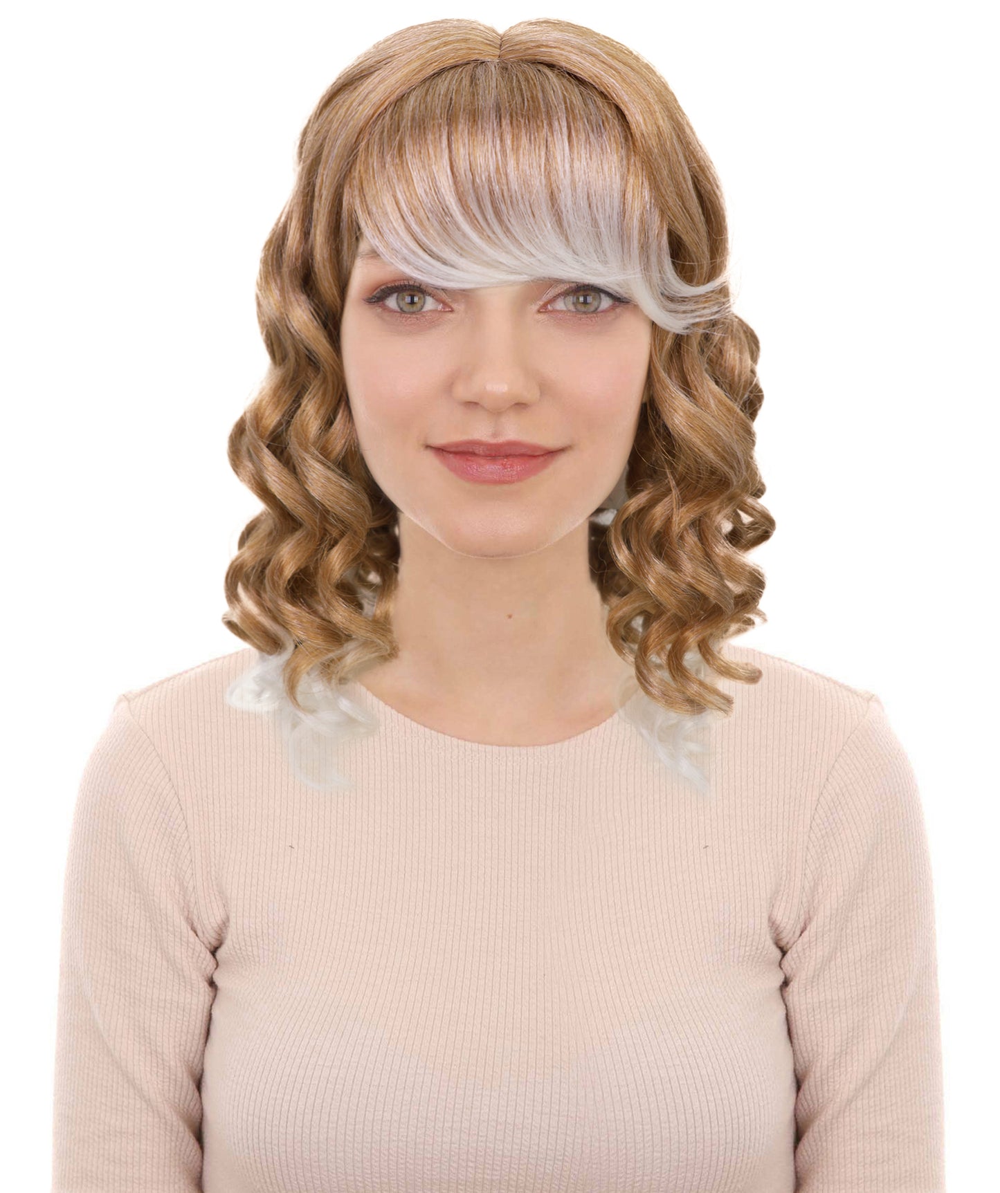 Wigs2you H-7213女性用ロングカーリーブロンドハイライトウィッグ｜カーニバル風ヘアピース｜ハロウィン、ステージ、パーティーに最適