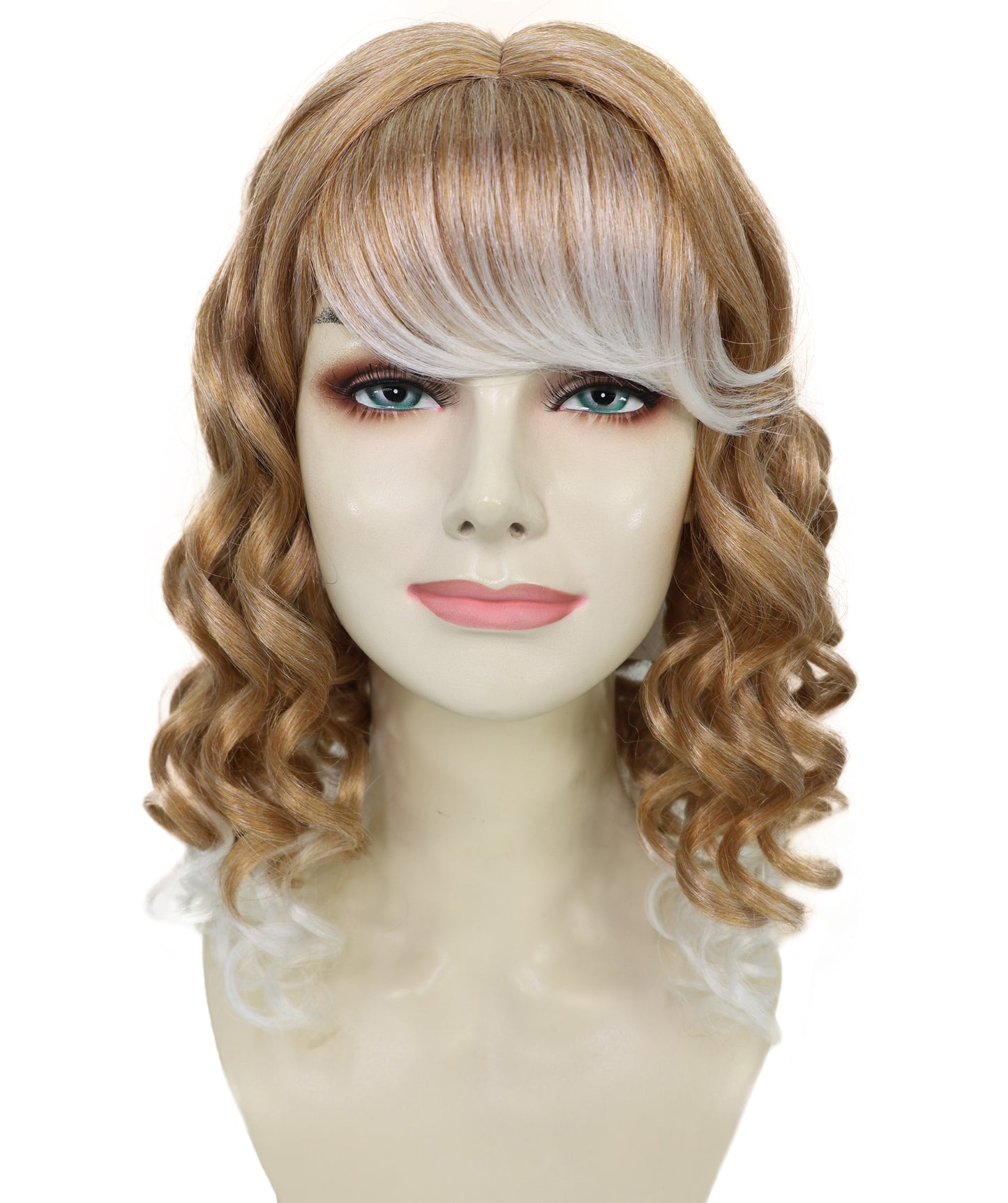 Wigs2you H-7213女性用ロングカーリーブロンドハイライトウィッグ｜カーニバル風ヘアピース｜ハロウィン、ステージ、パーティーに最適