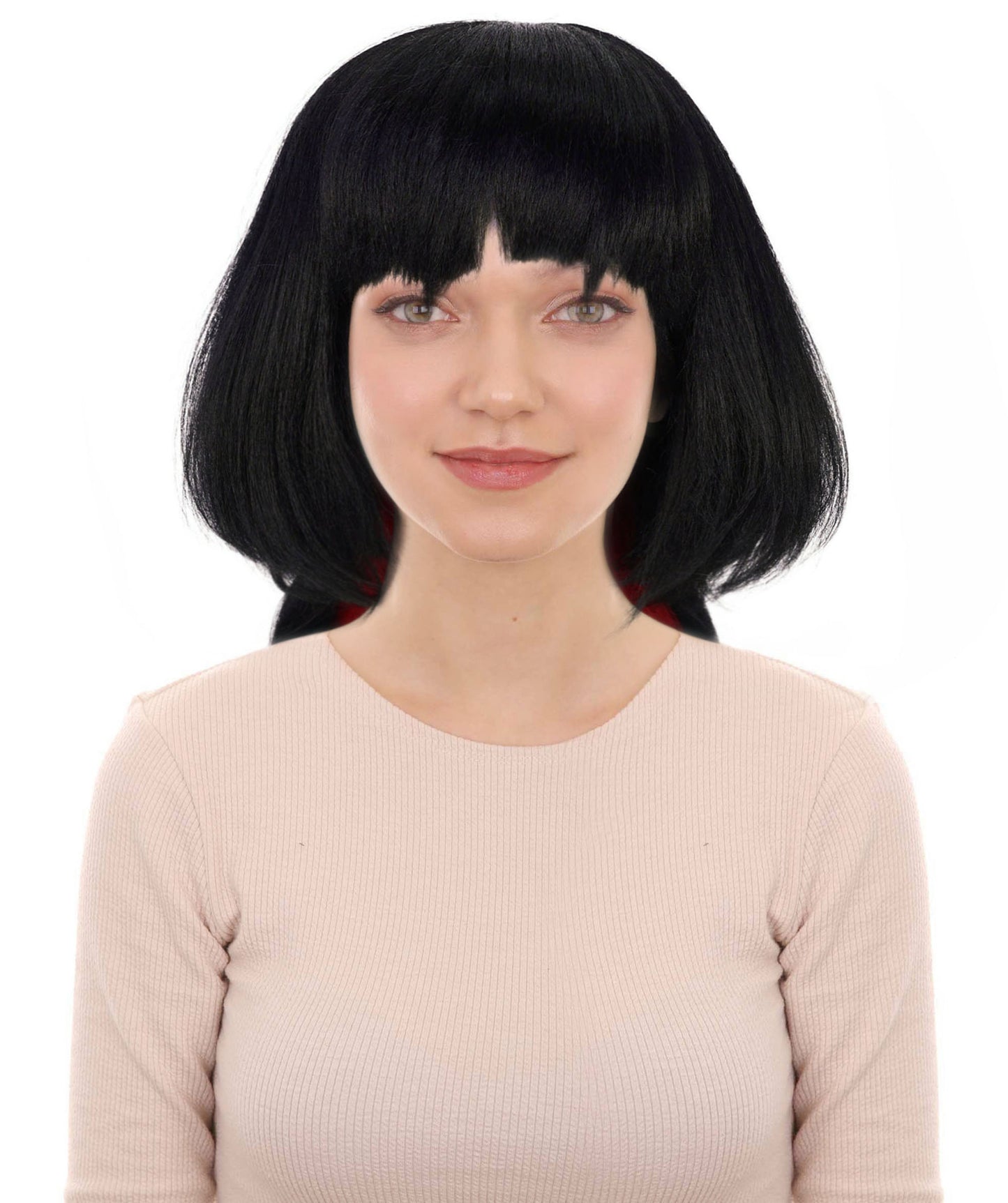 Wigs2you H-7214 女性用ジェーン・ドウ ブラック＆レッド ウィッグ | ストレート合成毛 | ハロウィンパーティー、テーマイベント用アクセサリー