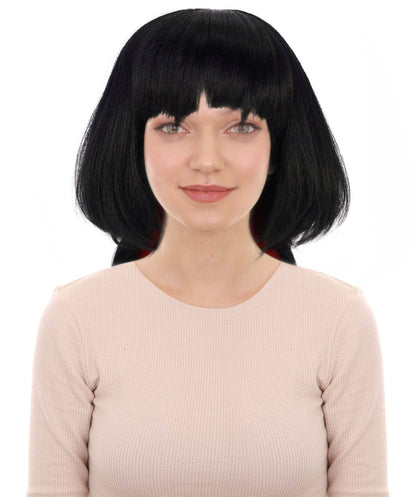 Wigs2you H-7214 女性用ジェーン・ドウ ブラック＆レッド ウィッグ | ストレート合成毛 | ハロウィンパーティー、テーマイベント用アクセサリー
