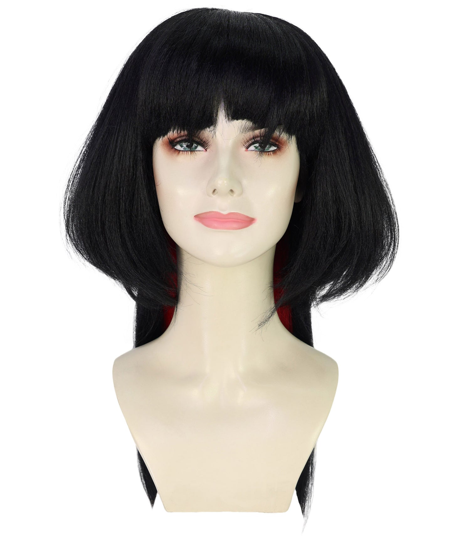 Wigs2you H-7214 女性用ジェーン・ドウ ブラック＆レッド ウィッグ | ストレート合成毛 | ハロウィンパーティー、テーマイベント用アクセサリー