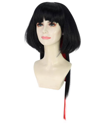 Wigs2you H-7214 女性用ジェーン・ドウ ブラック＆レッド ウィッグ | ストレート合成毛 | ハロウィンパーティー、テーマイベント用アクセサリー