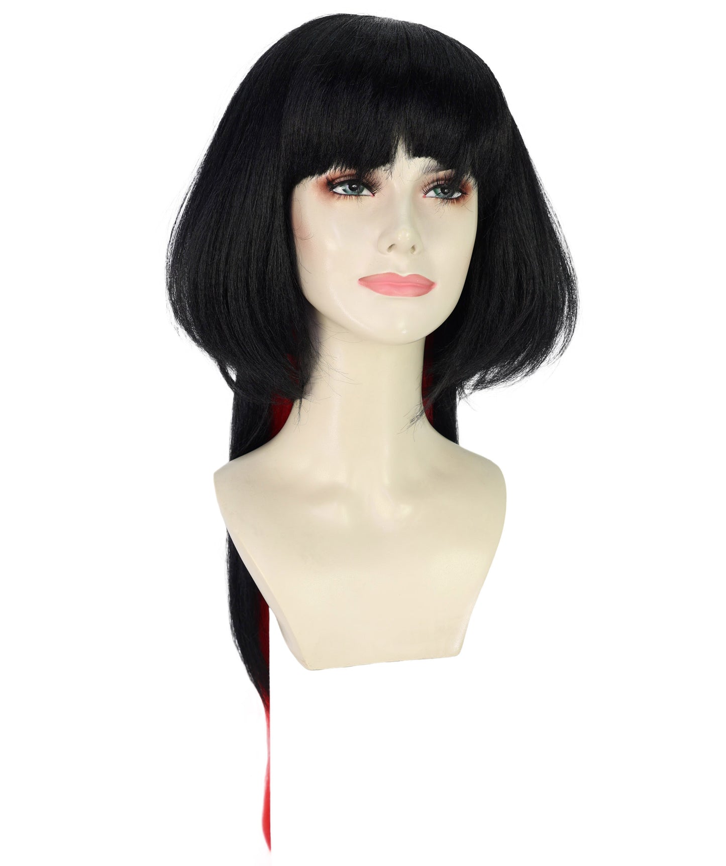 Wigs2you H-7214 女性用ジェーン・ドウ ブラック＆レッド ウィッグ | ストレート合成毛 | ハロウィンパーティー、テーマイベント用アクセサリー