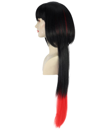 Wigs2you H-7214 女性用ジェーン・ドウ ブラック＆レッド ウィッグ | ストレート合成毛 | ハロウィンパーティー、テーマイベント用アクセサリー