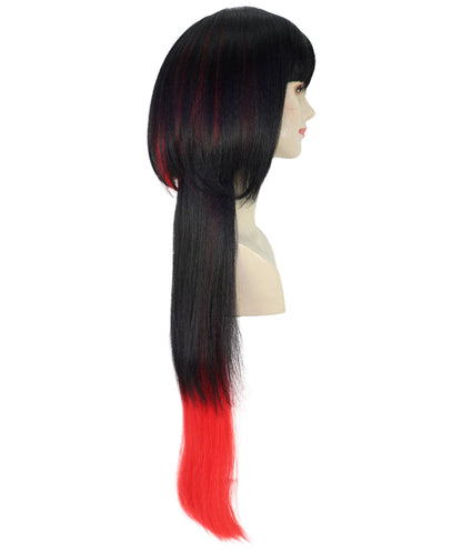 Wigs2you H-7214 女性用ジェーン・ドウ ブラック＆レッド ウィッグ | ストレート合成毛 | ハロウィンパーティー、テーマイベント用アクセサリー