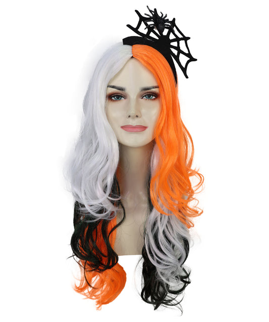 Wigs2you H-7218 女性用ロングマルチカラーウェーブカーリーウィッグ（ヘアアクセサリー付き）｜ハロウィンに最適な鮮やかな色合い｜通気性の良いキャップレスキャップ