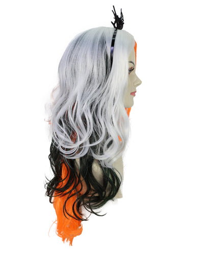 Wigs2you H-7218 女性用ロングマルチカラーウェーブカーリーウィッグ（ヘアアクセサリー付き）｜ハロウィンに最適な鮮やかな色合い｜通気性の良いキャップレスキャップ
