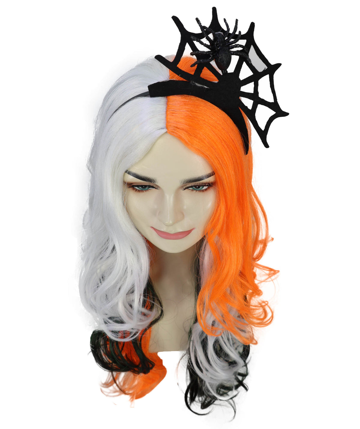 Wigs2you H-7218 女性用ロングマルチカラーウェーブカーリーウィッグ（ヘアアクセサリー付き）｜ハロウィンに最適な鮮やかな色合い｜通気性の良いキャップレスキャップ