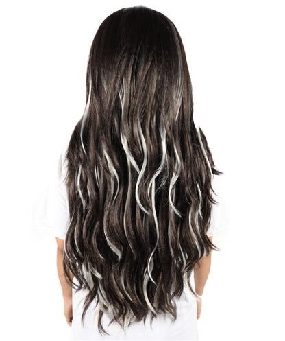 Wigs2you H-7219 女性用ブラウンミックスブロンドハイライトエクストラロングウェーブウィッグ（前髪付き）｜ナチュラルウェーブ合成繊維ウィッグ｜キャップレスデザイン