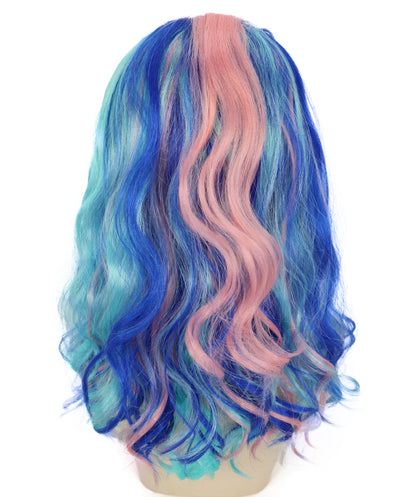 Wigs2you H-7220 鮮やかなピンクとブルーのグラデーションウォーターリップルカーリーウィッグ｜ハロウィンに最適｜通気性の良いキャップレスキャップ