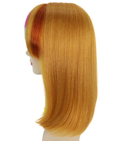 Wigs2you H-7221 女性用鮮やかなレインボーフリンジウィッグ｜カラフルなメッシュ入りボブスタイル｜通気性の良いキャップレスキャップ