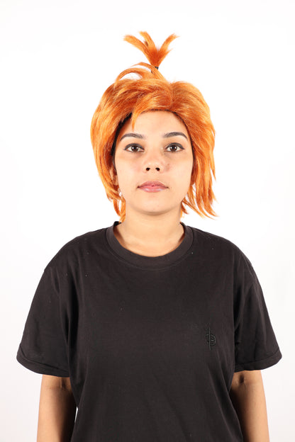 Wigs2you H-7222 女性用オレンジのスパイクトップノットウィッグ｜ユニークなルックスのための楽しく大胆なヘアピース｜通気性の良いキャップレスキャップ