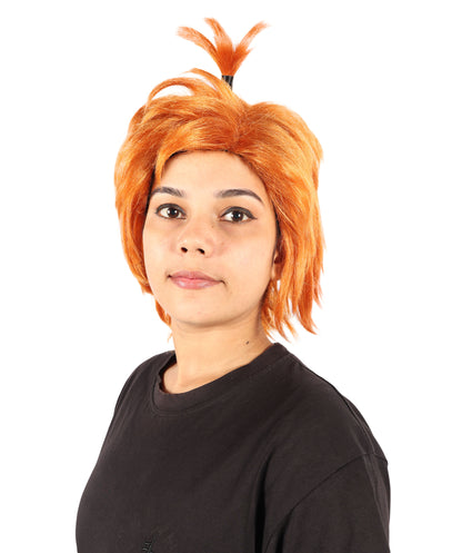 Wigs2you H-7222 女性用オレンジのスパイクトップノットウィッグ｜ユニークなルックスのための楽しく大胆なヘアピース｜通気性の良いキャップレスキャップ