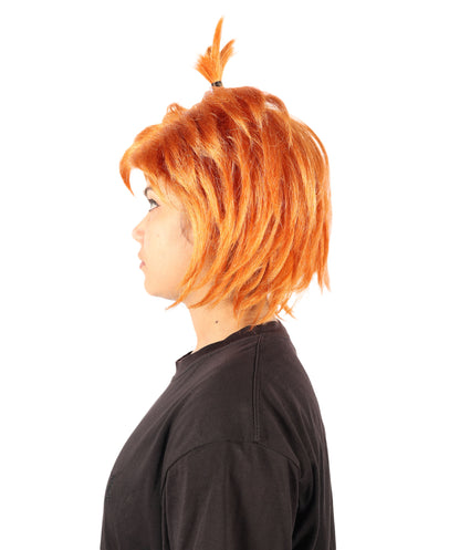 Wigs2you H-7222 女性用オレンジのスパイクトップノットウィッグ｜ユニークなルックスのための楽しく大胆なヘアピース｜通気性の良いキャップレスキャップ