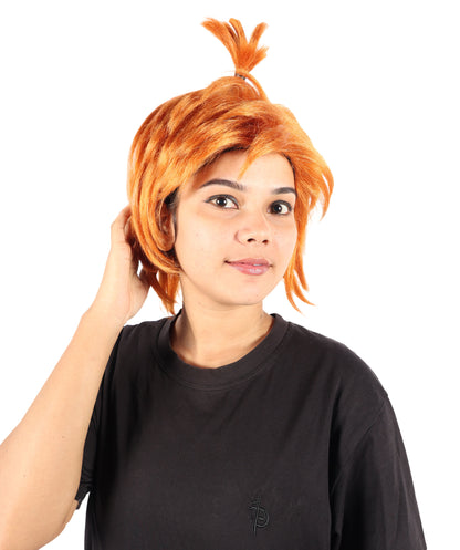 Wigs2you H-7222 女性用オレンジのスパイクトップノットウィッグ｜ユニークなルックスのための楽しく大胆なヘアピース｜通気性の良いキャップレスキャップ