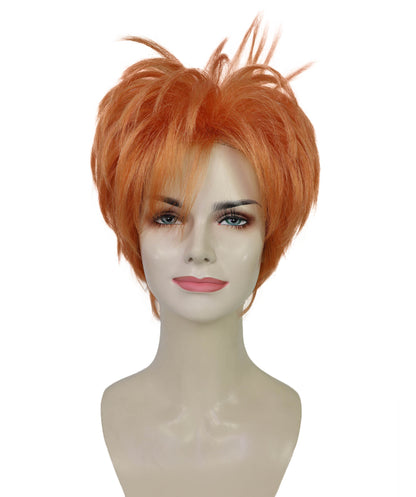 Wigs2you H-7224 女性用オレンジショートスパイクパンクウィッグ｜アニメ風ロックスターヘアピース｜ハロウィンに最適｜通気性のあるキャップレスキャップ