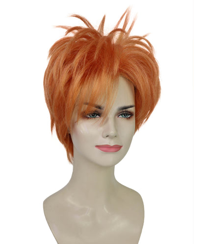 Wigs2you H-7224 女性用オレンジショートスパイクパンクウィッグ｜アニメ風ロックスターヘアピース｜ハロウィンに最適｜通気性のあるキャップレスキャップ