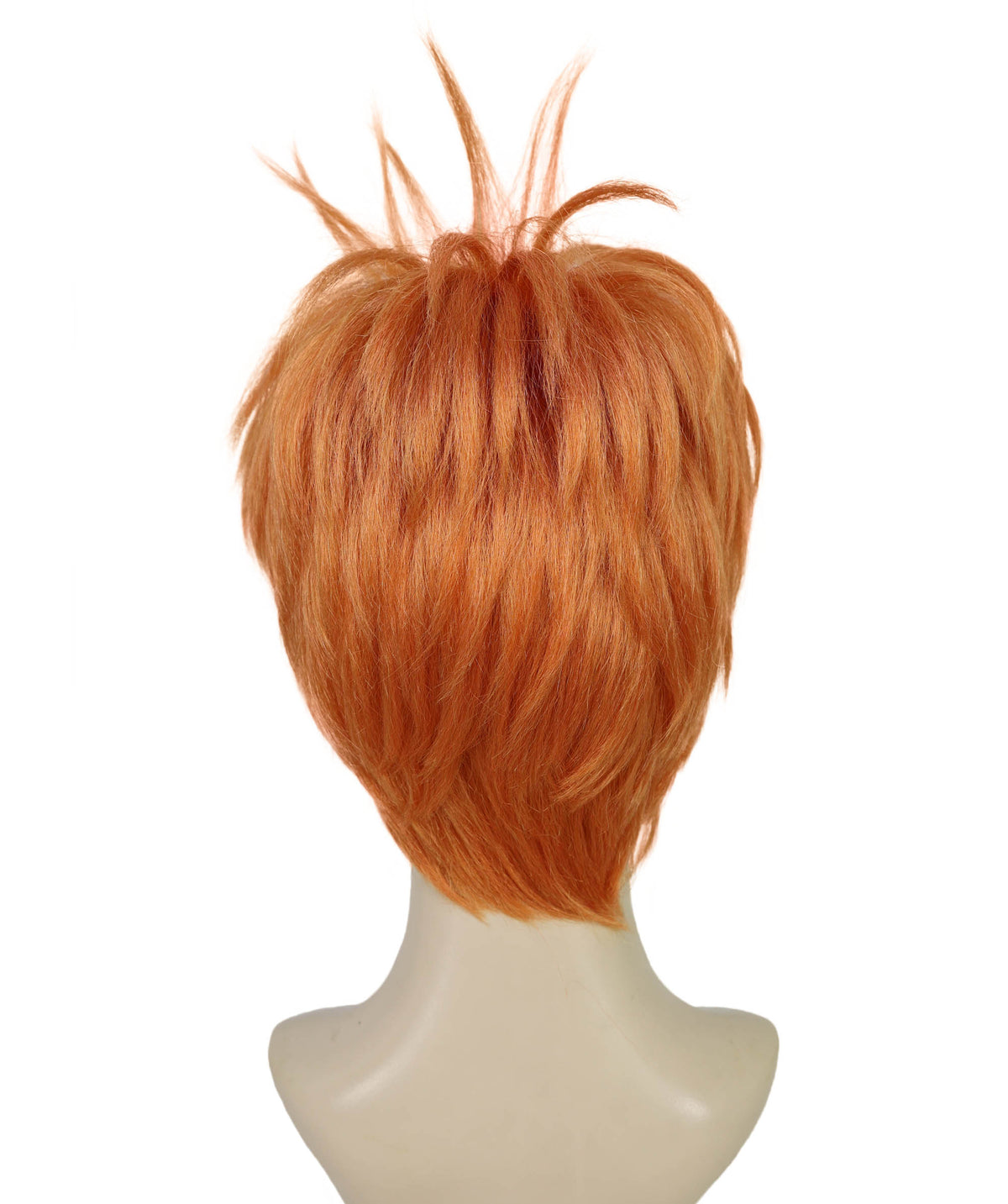 Wigs2you H-7224 女性用オレンジショートスパイクパンクウィッグ｜アニメ風ロックスターヘアピース｜ハロウィンに最適｜通気性のあるキャップレスキャップ