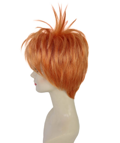 Wigs2you H-7224 女性用オレンジショートスパイクパンクウィッグ｜アニメ風ロックスターヘアピース｜ハロウィンに最適｜通気性のあるキャップレスキャップ