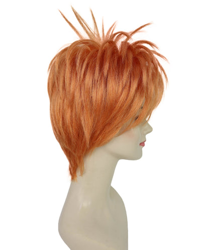 Wigs2you H-7224 女性用オレンジショートスパイクパンクウィッグ｜アニメ風ロックスターヘアピース｜ハロウィンに最適｜通気性のあるキャップレスキャップ