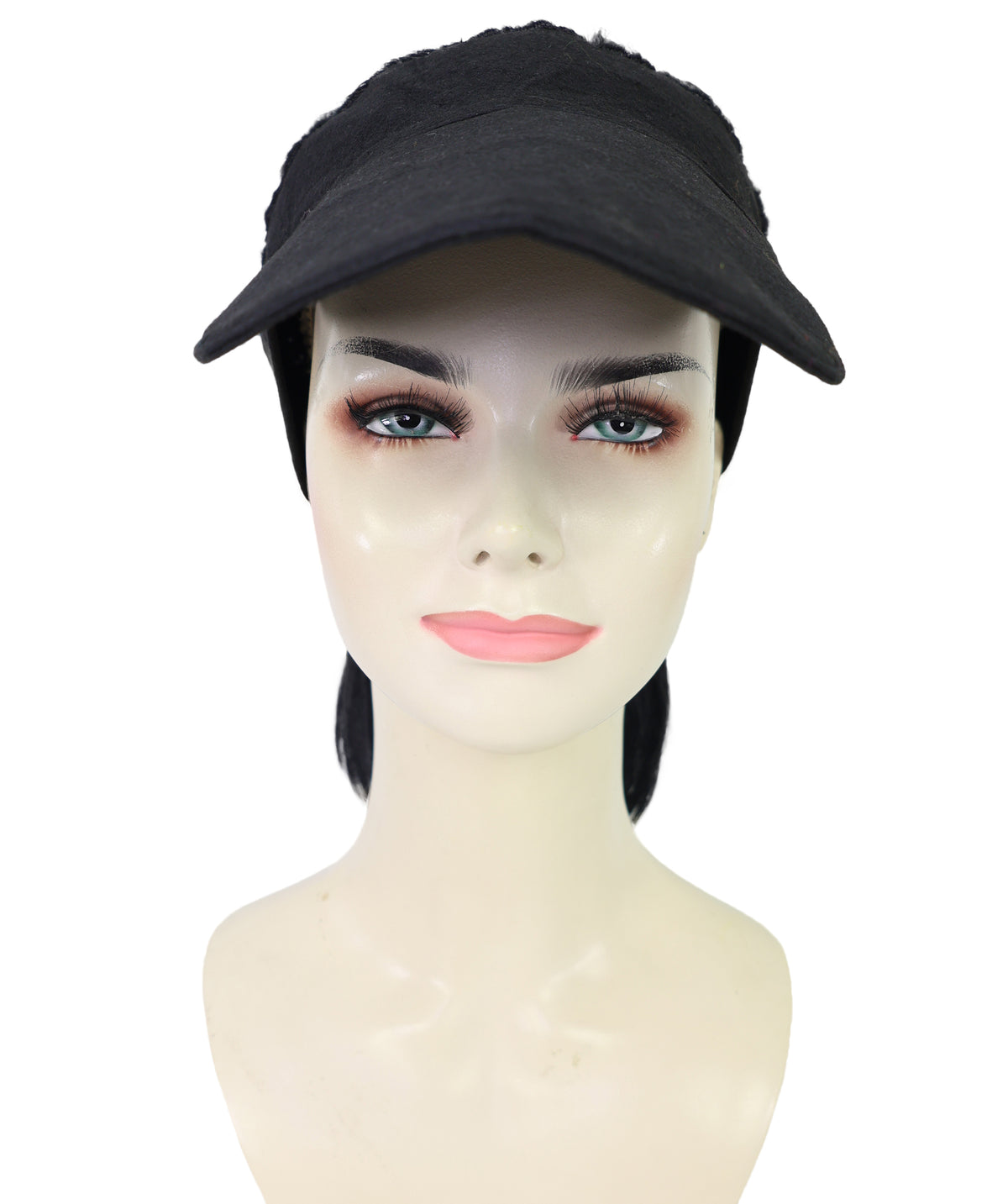 Wigs2you H-7225 レディース用帽子付きポニーテールウィッグ（16インチ・合成繊維・キンキーストレート）| ナチュラルブラックのふんわりヘア・サイズ調整ストラップ付き | ハロウィンに最適 | 通気性の良いキャップレス仕様