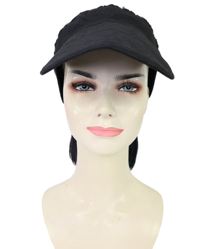 Wigs2you H-7225 レディース用帽子付きポニーテールウィッグ（16インチ・合成繊維・キンキーストレート）| ナチュラルブラックのふんわりヘア・サイズ調整ストラップ付き | ハロウィンに最適 | 通気性の良いキャップレス仕様