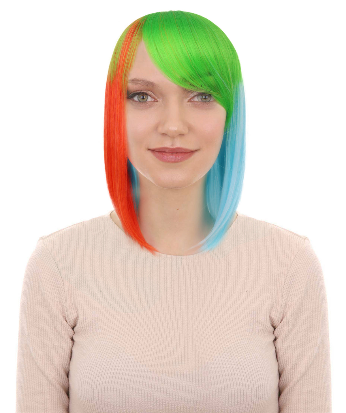 Wigs2you H-7226 女性用マルチカラー・ボブスタイル・ゲーミングウィッグ（肩にかかる長さ） | ハロウィンに最適 | 通気性の良いキャップレス仕様