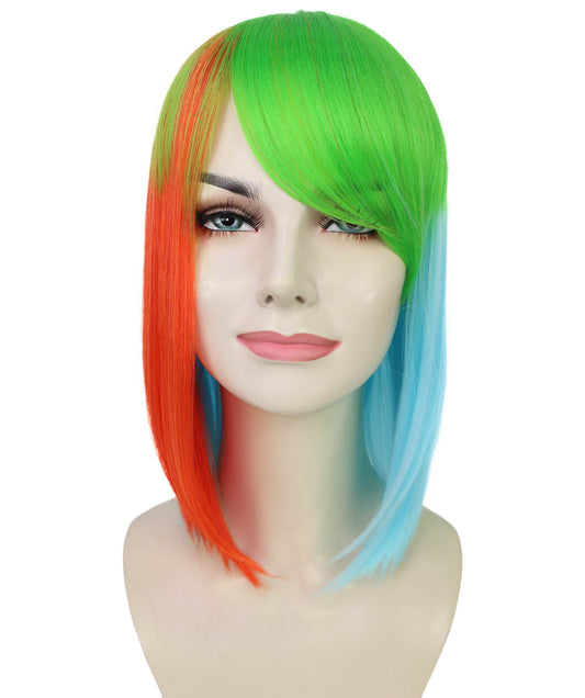 Wigs2you H-7226 女性用マルチカラー・ボブスタイル・ゲーミングウィッグ（肩にかかる長さ） | ハロウィンに最適 | 通気性の良いキャップレス仕様