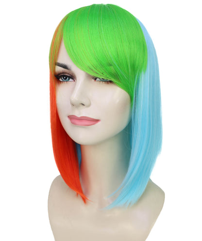 Wigs2you H-7226 女性用マルチカラー・ボブスタイル・ゲーミングウィッグ（肩にかかる長さ） | ハロウィンに最適 | 通気性の良いキャップレス仕様