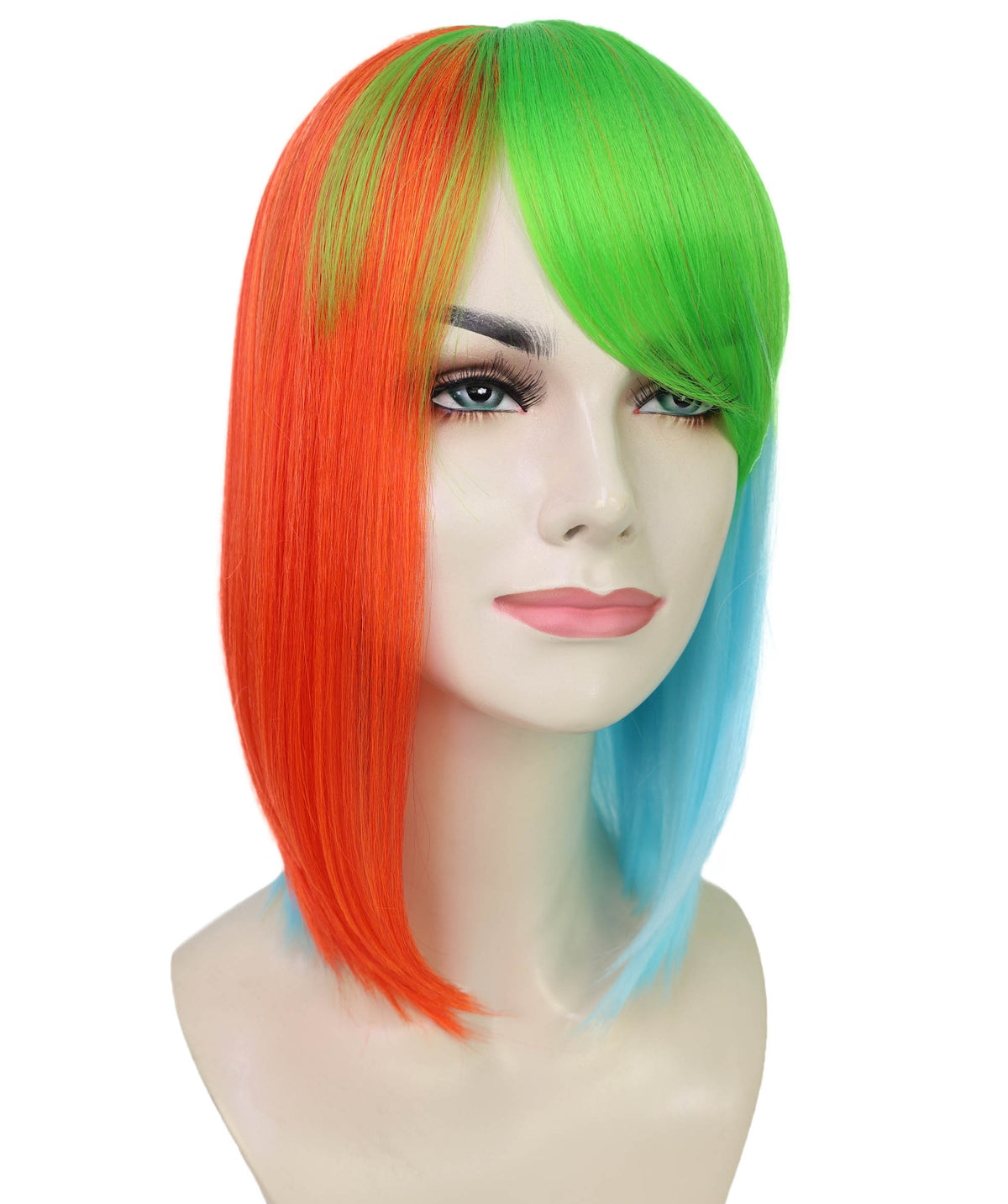 Wigs2you H-7226 女性用マルチカラー・ボブスタイル・ゲーミングウィッグ（肩にかかる長さ） | ハロウィンに最適 | 通気性の良いキャップレス仕様