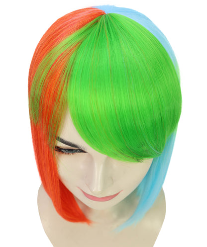 Wigs2you H-7226 女性用マルチカラー・ボブスタイル・ゲーミングウィッグ（肩にかかる長さ） | ハロウィンに最適 | 通気性の良いキャップレス仕様
