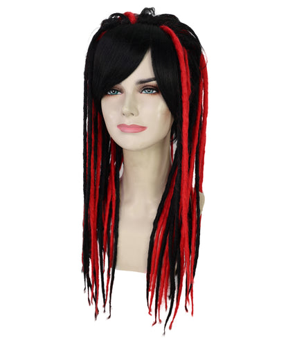 Wigs2you H-7227 女性用ロングストレート・黒＆赤ラスタカラー・ドレッドヘアウィッグ | ハロウィンに最適 | 通気性の良いキャップレス仕様