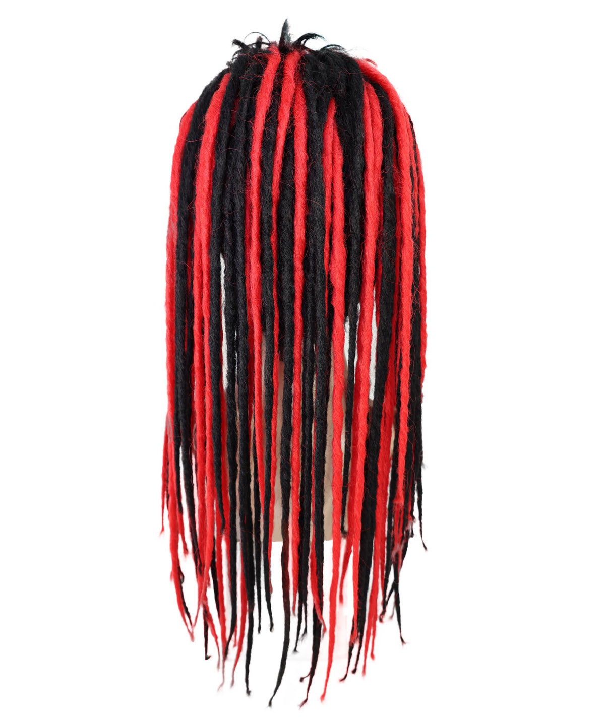 Wigs2you H-7227 女性用ロングストレート・黒＆赤ラスタカラー・ドレッドヘアウィッグ | ハロウィンに最適 | 通気性の良いキャップレス仕様