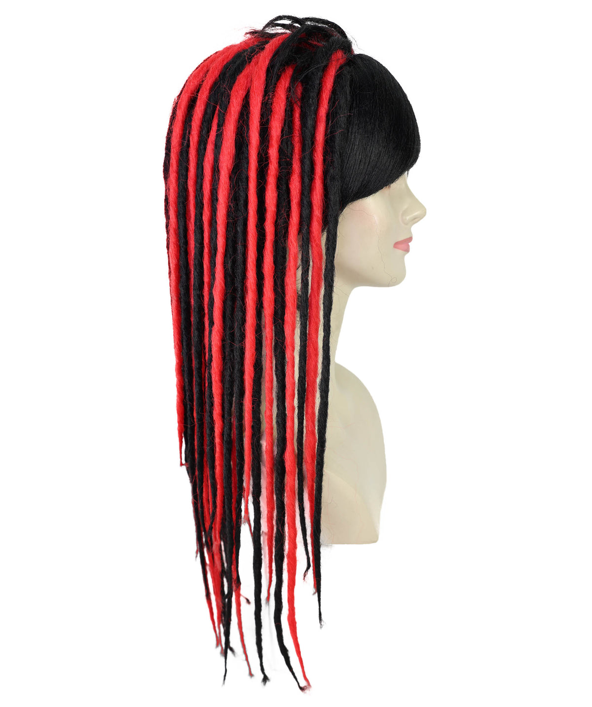 Wigs2you H-7227 女性用ロングストレート・黒＆赤ラスタカラー・ドレッドヘアウィッグ | ハロウィンに最適 | 通気性の良いキャップレス仕様