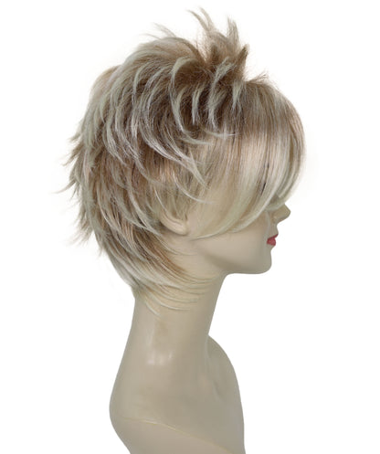 Wigs2you H-7228 女性用ショートスパイク80年代パンクブロンドウィッグ｜プラチナチップのウェーブヘア｜ハロウィンに最適｜通気性の良いキャップレスキャップ